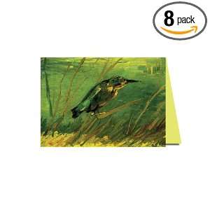 Pack of 8 Vincent Van Goghs The King Fisher Luxury Greeting Card 5 x 