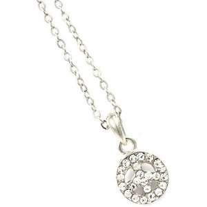    Petite Peace Sign Crystal Charm Pave Setting Necklace: Jewelry