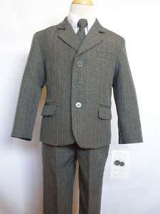  Boy Easter Tuxedo Formal Wedding Suit size S M L XL Grays PinStripe