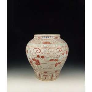 One Red&Green Coloring Porcelain Pot, Chinese Antique Porcelain 