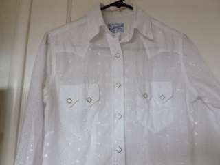 White Rockmount Ranch Wear Cowgirl Western Shirt Blouse Size S  