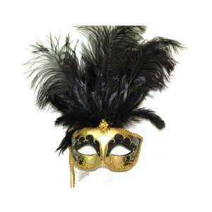  Venetian Feather Mask with Stick Toys & Games