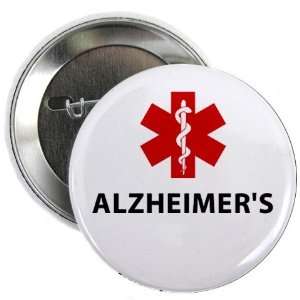  ALZHEIMERS Medical Alert 2.25 Pinback Button Badge 
