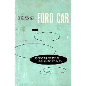    1959 FORD PASSENGER CAR Owners Manual User Guide Automotive