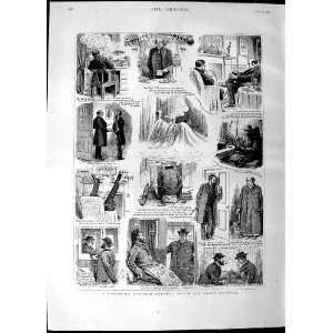   1890 Story Men Smoking Train House Newspaper Old Print: Home & Kitchen