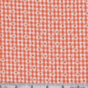  Woven 1/8 Daisy Gingham Orange Fabric By The Yard