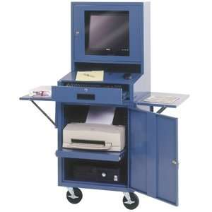  Edsal CSC6625BU Mobile Computer Cabinet in Blue Office 