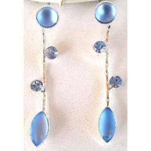 Aqua Blue Flower Austrian Crystals Necklace And Earrings Set