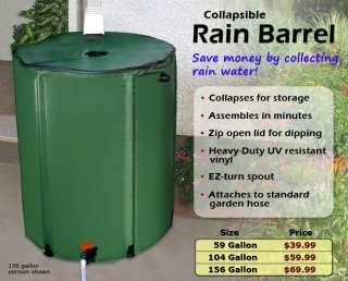 Collapsible Rain Barrel Water Storage Harvesting System  