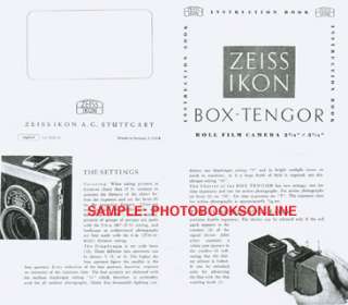 zeiss ikon box tengor 1952 late model instruction manual reprint 