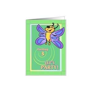  3rd Birthday Party Invitation   Butterfly Card Toys 