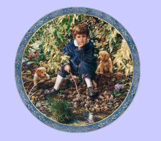 Sandra Kuck GOLDEN DAYS Boy & Puppies Collector Plate  