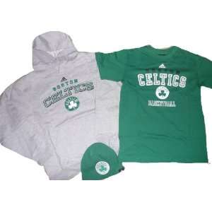 Boston Celtics Beanie, Hooded Sweatshirt & Tee Shirt Set Boys Youth XL 