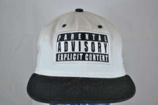 59FIFTY WHITE BLACK PARENTAL ADVISORY EXPLICIT CONTENT FITTED CAP 