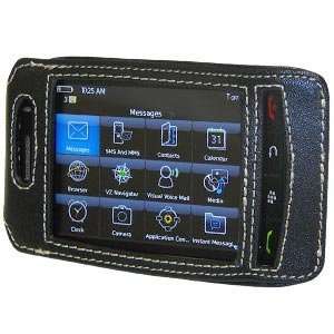  Amzer Fitted Leather Case   Black Cell Phones 