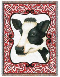 Bandana Cow Farm Tapestry Afghan Throw Blanket Gift  