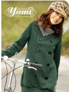 New KOREA Fashion Womens Autum Grid Knitting Top Long Coat Jacket 3 
