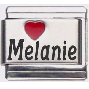  Melanie Red Heart Laser Name Italian Charm Link Jewelry