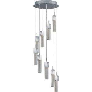 Fizz Collection 9 Light 16 Polished Chrome Pendant with Etched Bubble 