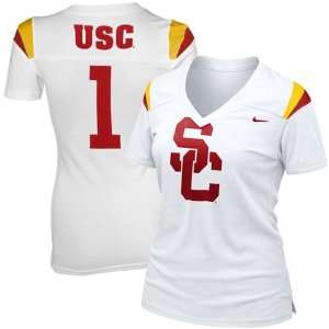  Nike USC Trojans Ladies White Replica Football Premium T 