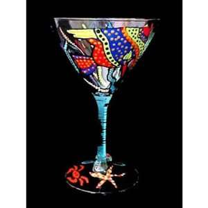 Angel Fish Design Hand Painted Martini glass
