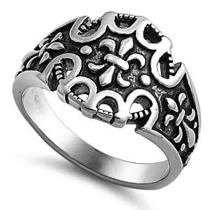  Stainless Steel Casting Ring   Fleur de lise   Size  10 