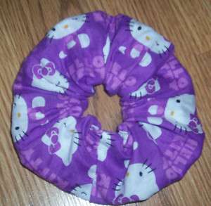 Hello Kitty in Purple Handmade Fabric Hair Scrunchie/ 