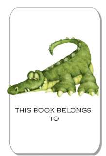 Alligator Bookplates  Kids Book Plates Green  