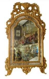 Antique Rococo Venetian Style Gilt Wood & Gesso Mirror  