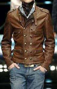   Distressed Leather Vintage Military Jacket Coat Custom made to size