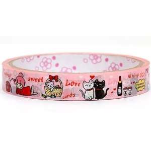  cute pink Sticky Tape with girl and cats Toys & Games
