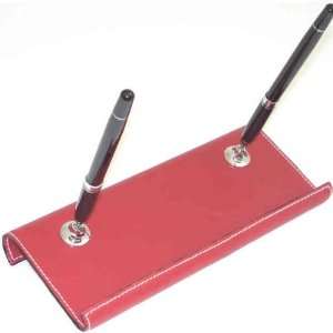  Double Pen Stand, Red Leather, tarnish proof, D1618