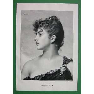   Diana by L. Perrault   VICTORIAN Vintage Antique Print Wood Engraving