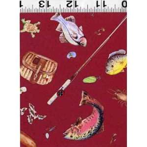  Quilting Fabric Lake and Lodge Fishing equipment Arts 