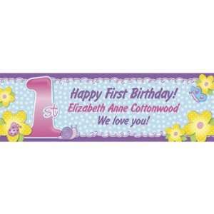 : Personalized 1st Birthday Girl Banner   Medium   Party Decorations 