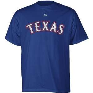  Texas Rangers Wordmark Logo T Shirt (Blue) Sports 
