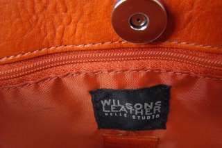 WILSONS LEATHER Pumpkin Orange Red Purse Shoulder Bag Small Satchel 