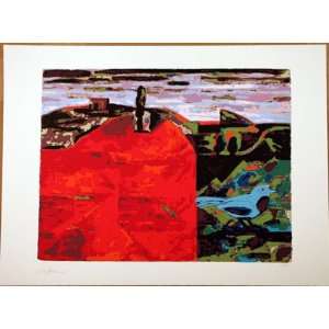 David Gerstein Red Mountain Limited Serigraph Print Sigened Numbered 