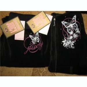  Juicy Couture Black Velour Butterfy Style Black Size X 