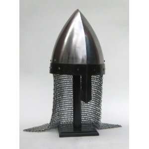  Norman Nasal Helmet and Chainmail Drape in Steel; Leather 