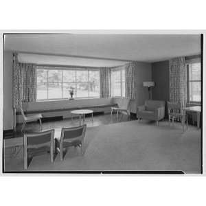 Photo St. Timothys School. Dorm living room, to windows 1952  