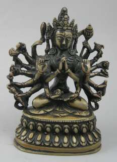 Old Tibetan Bronze Maha Cundi Bodhisattva Statue  