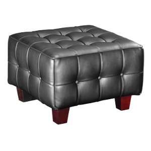    Zuo Button Ottoman with Italian Leather Cushion