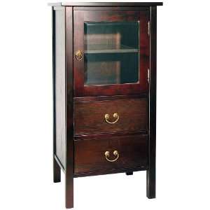 Rovena Mahogany Wood Cabinet with Glass Pane Drawer 