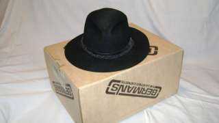 Vendome Outback / Cowboy Black Wool Hat w/ Leather Braid around Rim 