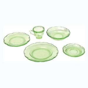  Dollhouse Miniature Five Piece Green Place Setting Toys 