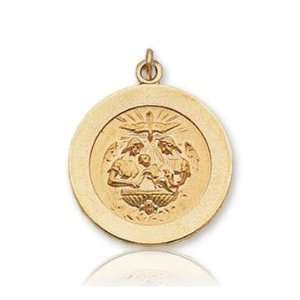  14k Yellow Goldold Holy Spirit Carved Small Baptism Medal 