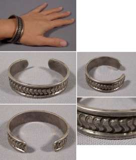   SILVER INGOT CUFF BRACELET DEEPLY TOOLED NATIVE AMERICAN INDIAN  
