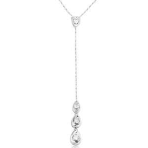   Gold and 0.25 ctw Round  Cut Diamond Three Tier Drop Necklace: Jewelry