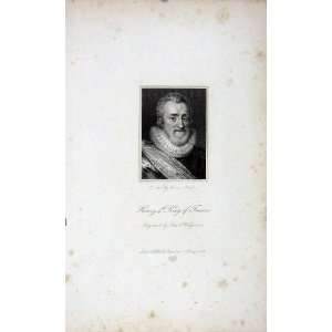  1823 ANTIQUE PORTRAIT HENRY KING FRANCE WEDGWOOD PRINT 